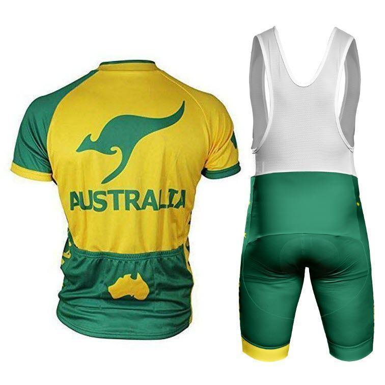 Men's Australia Green & Gold Kangaroo ProBand Cycling Kit Online