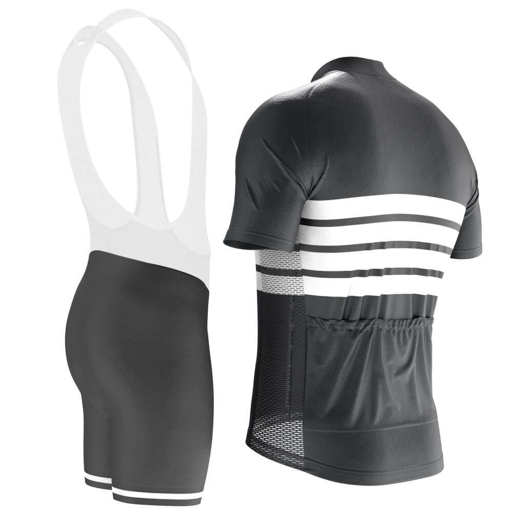 Men's Retro Four Stripe Men's Black Cycling Kit Online Cycling Gear