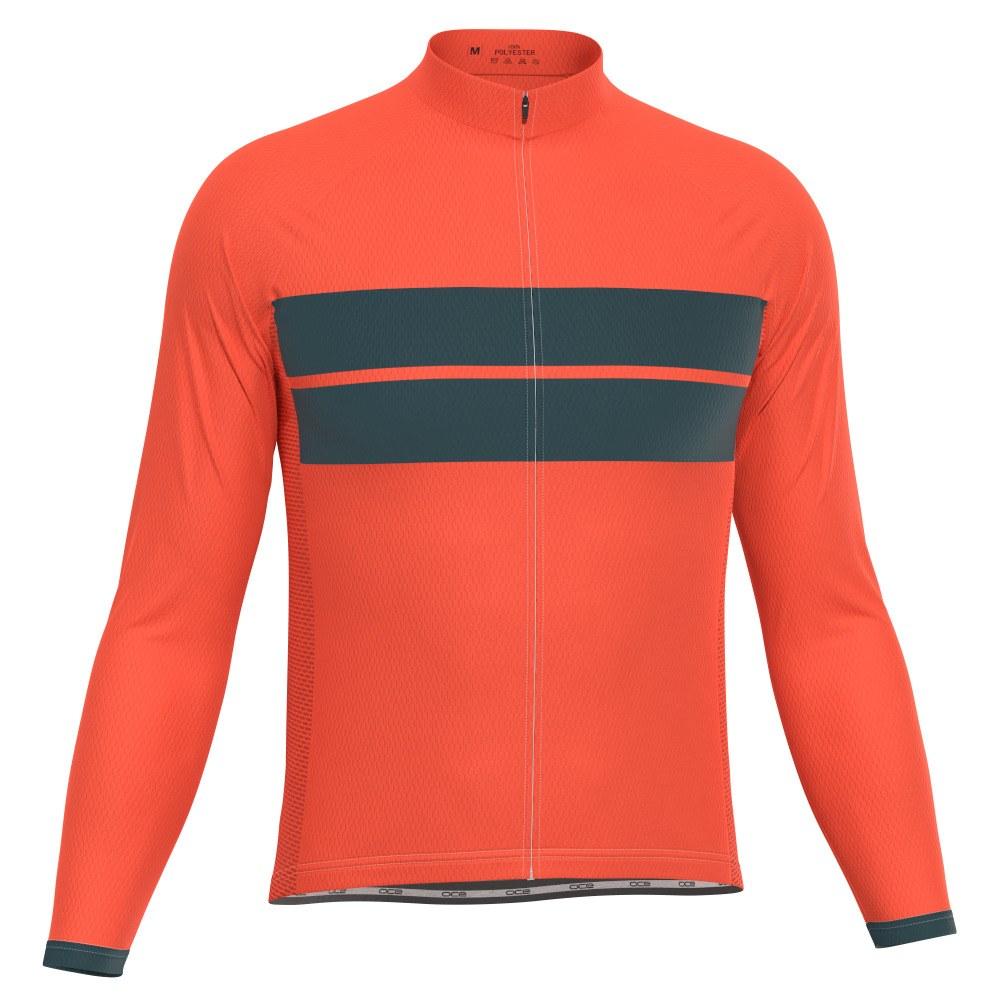 Men's Retro Two Stripe Orange Long Sleeve Cycling Jersey Online