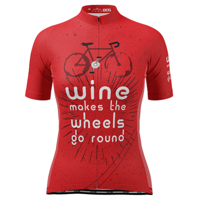 Women's Wine Makes the Wheels Go Round Short Sleeve Cycling Jersey