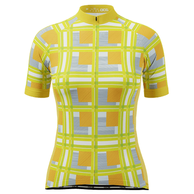 Women's Criss-Crossed Tartan Short Sleeve Cycling Jersey