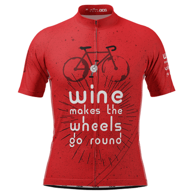 Men's Wine Makes the Wheels Go Round Short Sleeve Cycling Jersey