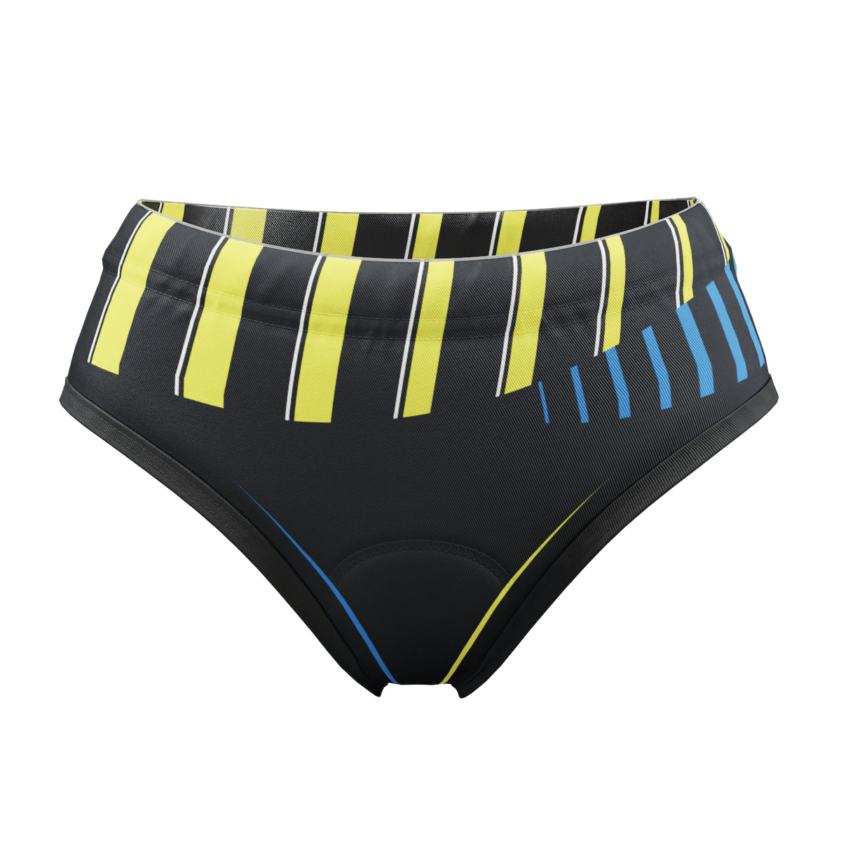 Women's Yellow and Blue Stripes Gel Padded Cycling UnderwearBriefs
