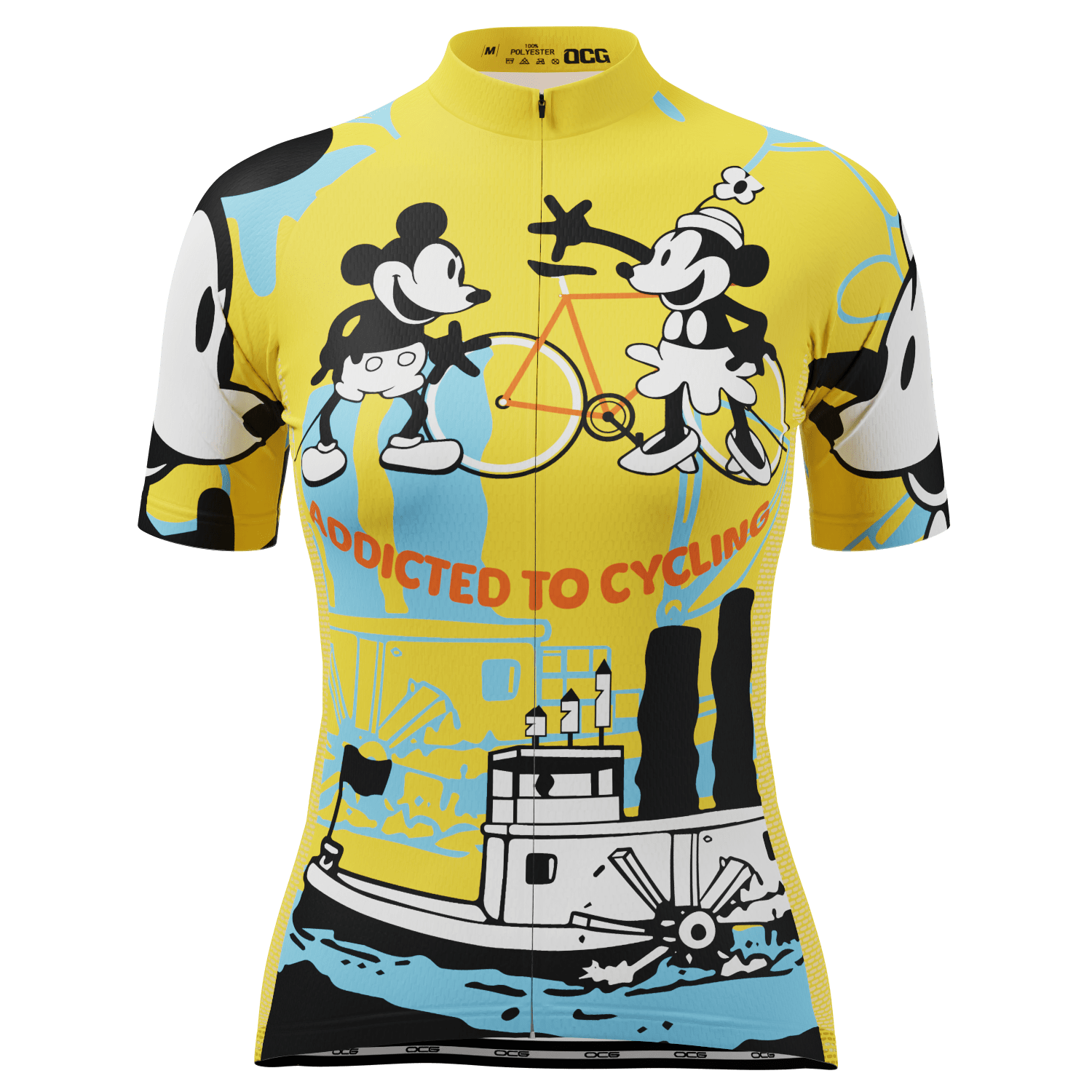 Women's Steamboat Willie Addicted to Cycling Short Sleeve Cycling Jersey