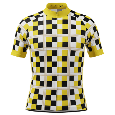 Men's Checkered Plaid Short Sleeve Cycling Jersey