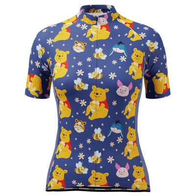 Women's Winnie The Pooh & Bees Short Sleeve Cycling Jersey