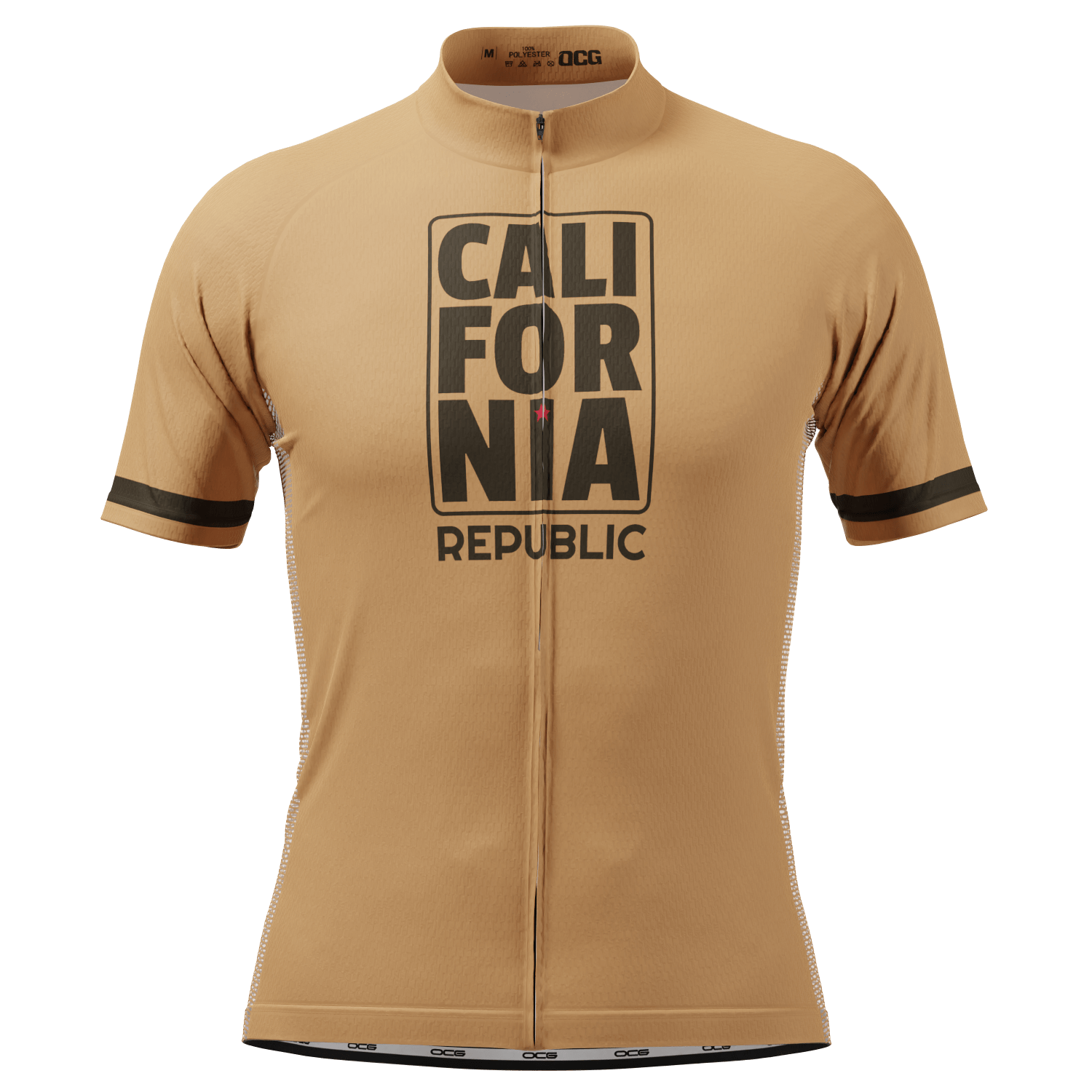 Men's California Republic Black Short Sleeve Cycling Jersey