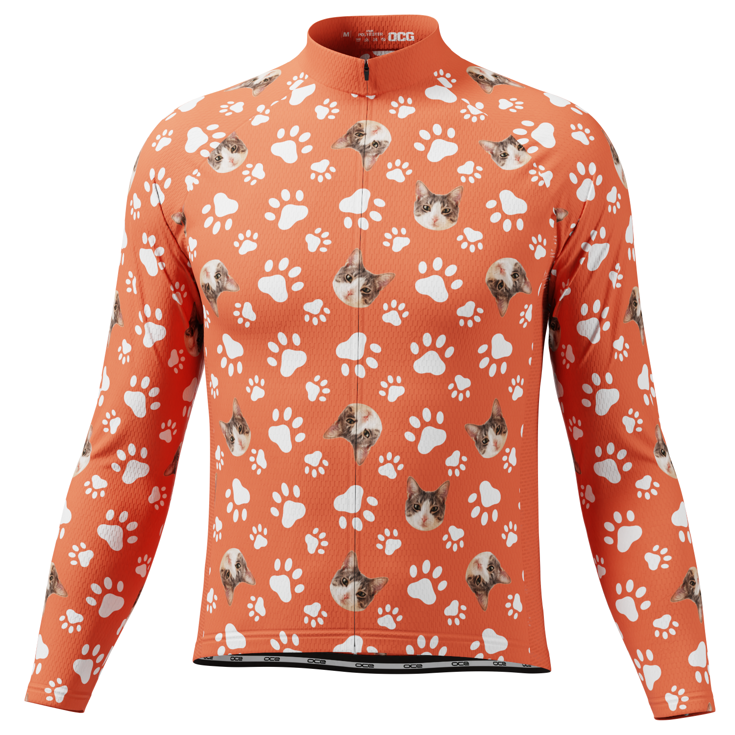 Men's Custom Pet Paws Design Long Sleeve Cycling Jersey
