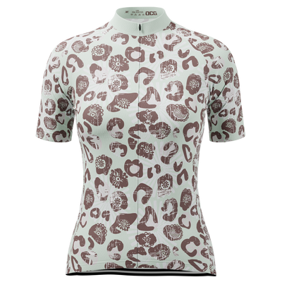 Women's Leopard Skin Green Short Sleeve Cycling Jersey