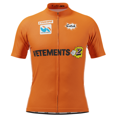 Men's Retro Vetements Team Z Orange Short Sleeve Cycling Jersey