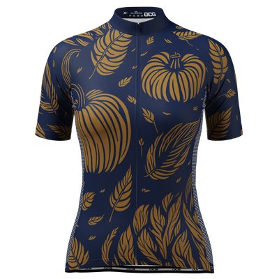Women's Fall Pumpkins Short Sleeve Cycling Jersey