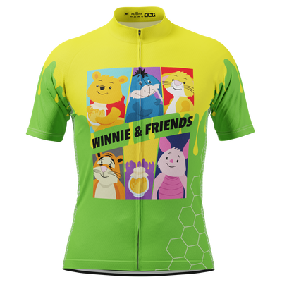 Men's Winnie & Friends Short Sleeve Cycling Jersey