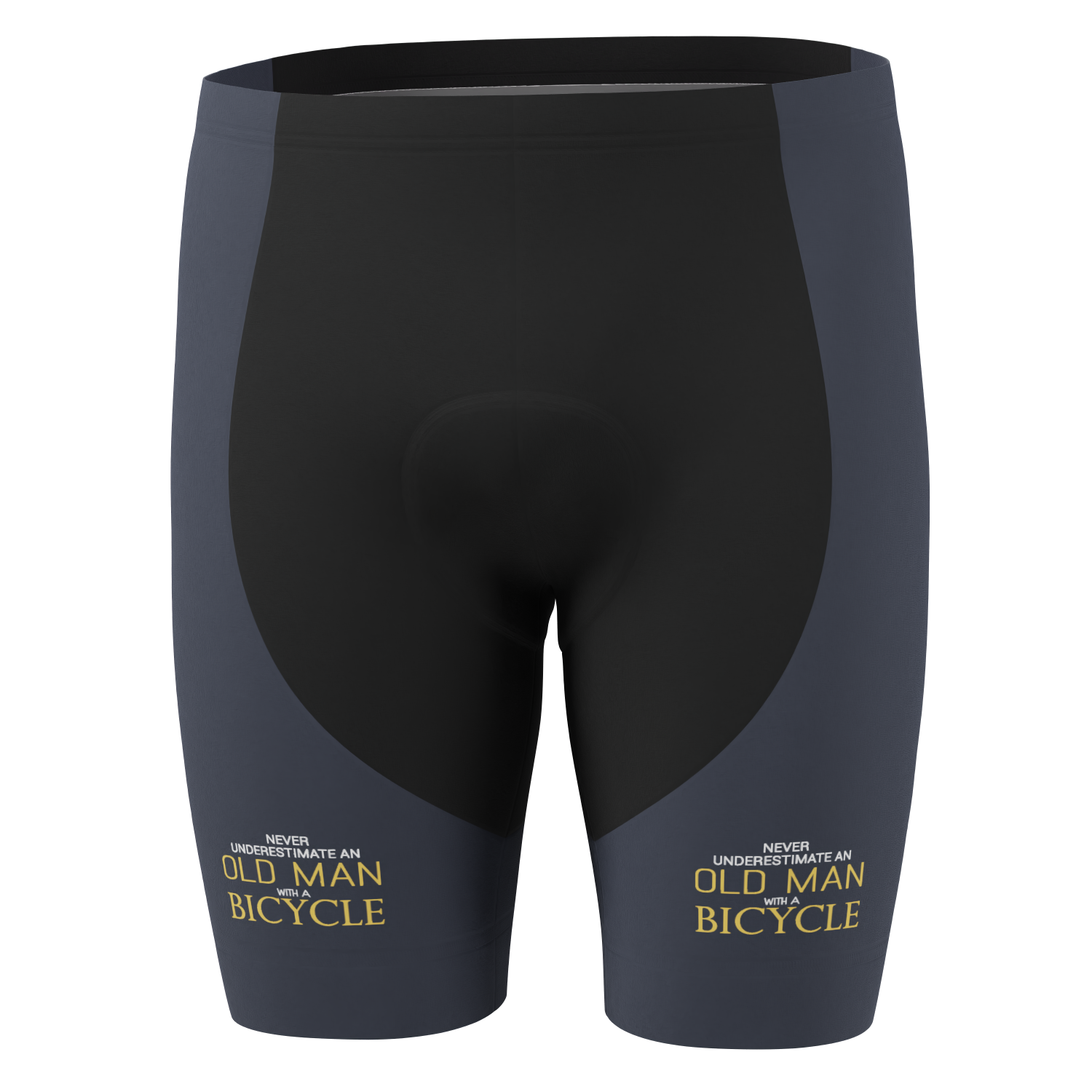 Novelty Men's Never Underestimate an Old Man cycling shorts gel