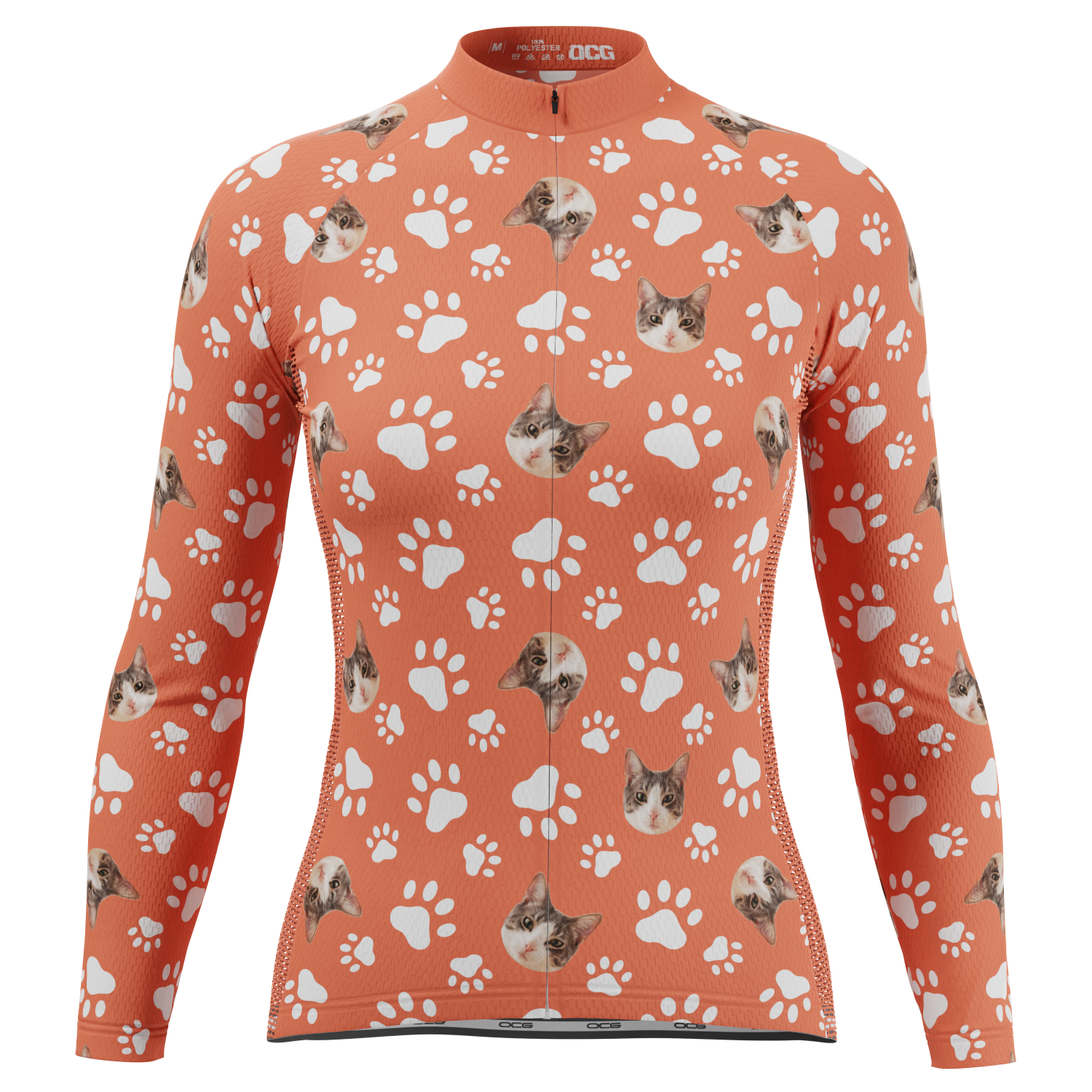 Women's Custom Pet Paws Design Personalized Long Sleeve Cycling Jersey