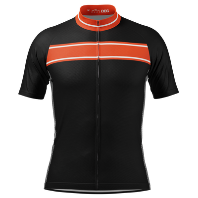 Men's Red & Black Strip Short Sleeve Cycling Jersey