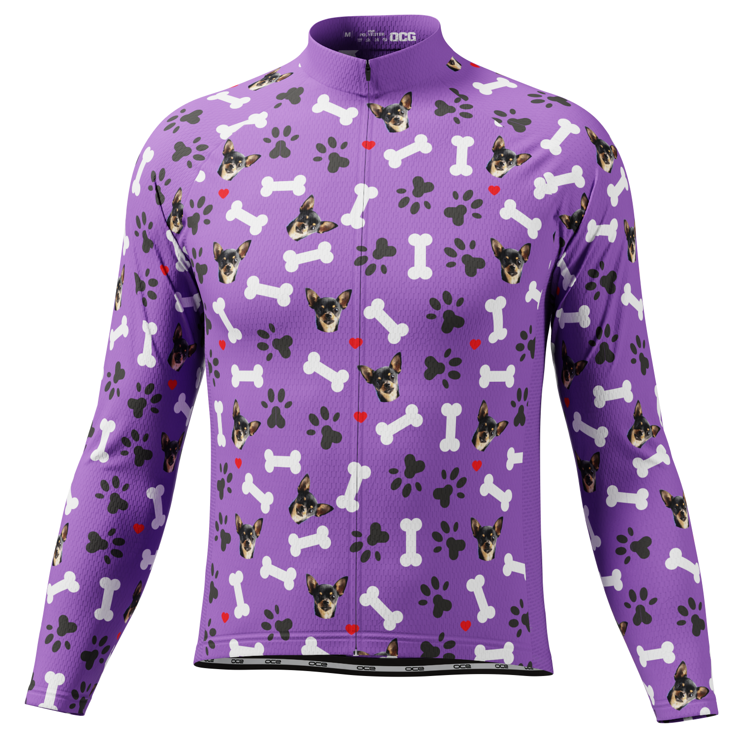 Men's Custom Pet Bones Design Long Sleeve Cycling Jersey
