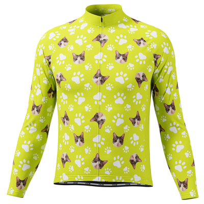 Men's Custom Pet Paws Design Personalized Long-Sleeve Cycling Jersey