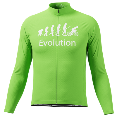 Men's Evolution of Man in Green Long Sleeve Cycling Jersey