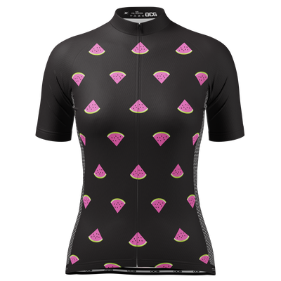 Women's Watermelon Black Short Sleeve Cycling Jersey