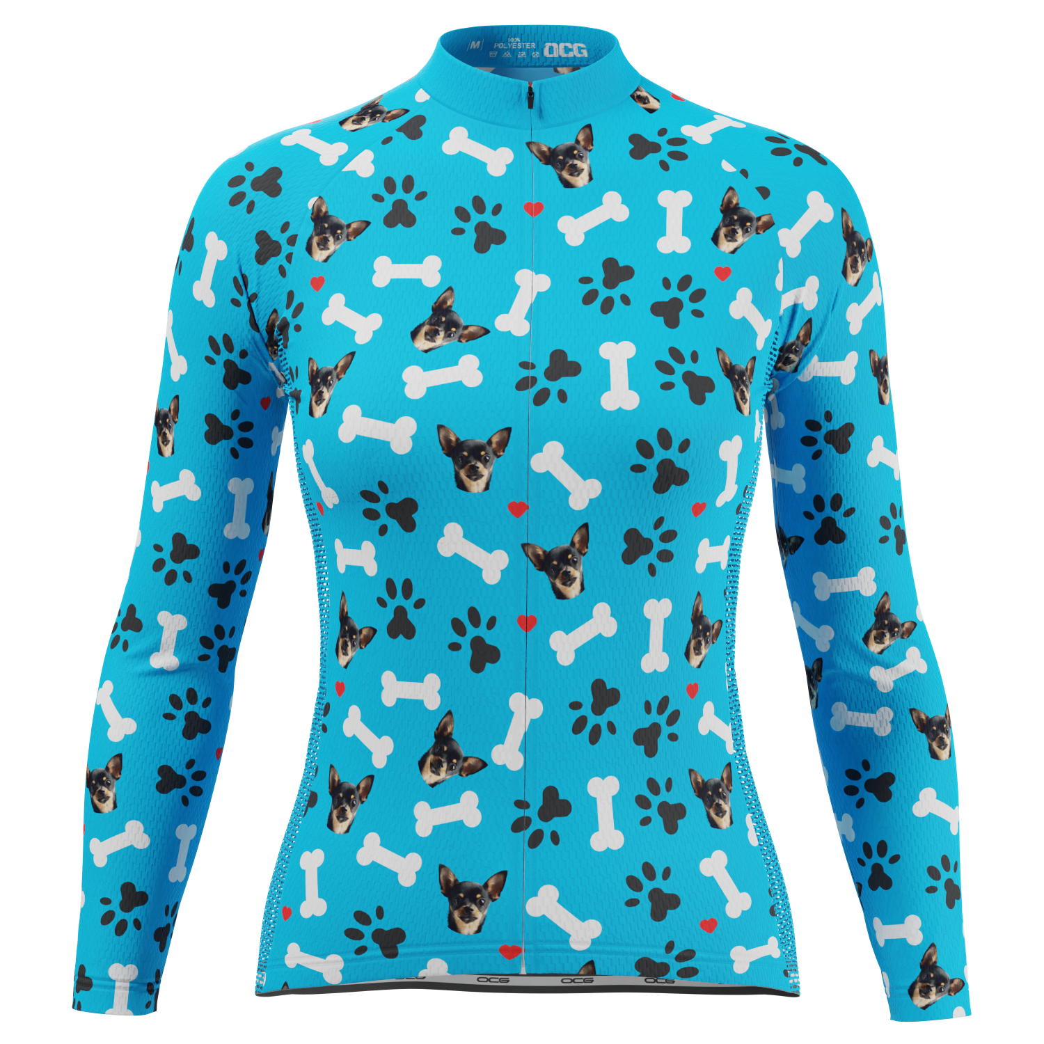 Women's Custom Pet Bones Design Personalized Long Sleeve Cycling Jersey