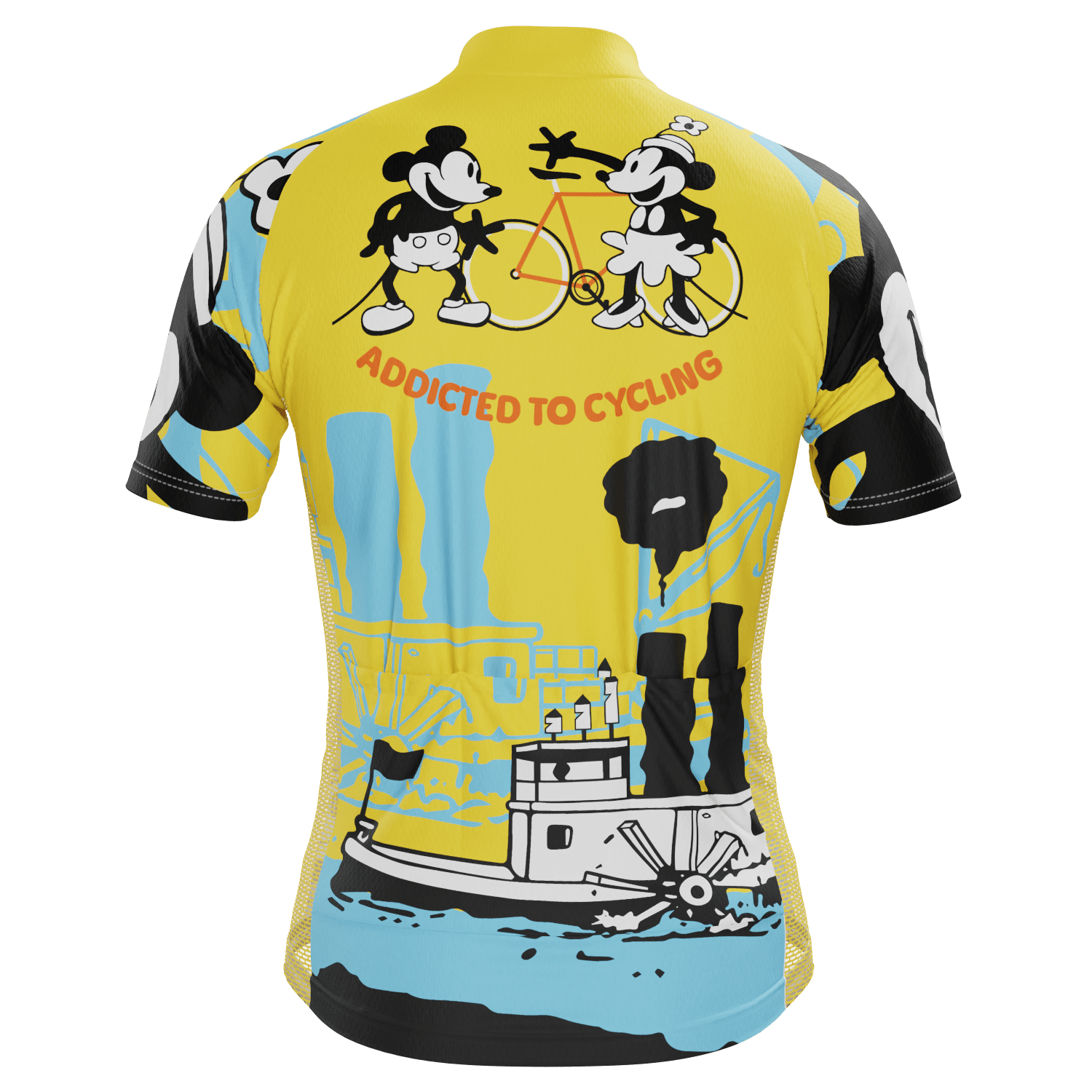 Men's Steamboat Willie Addicted to Cycling Short Sleeve Cycling Jersey