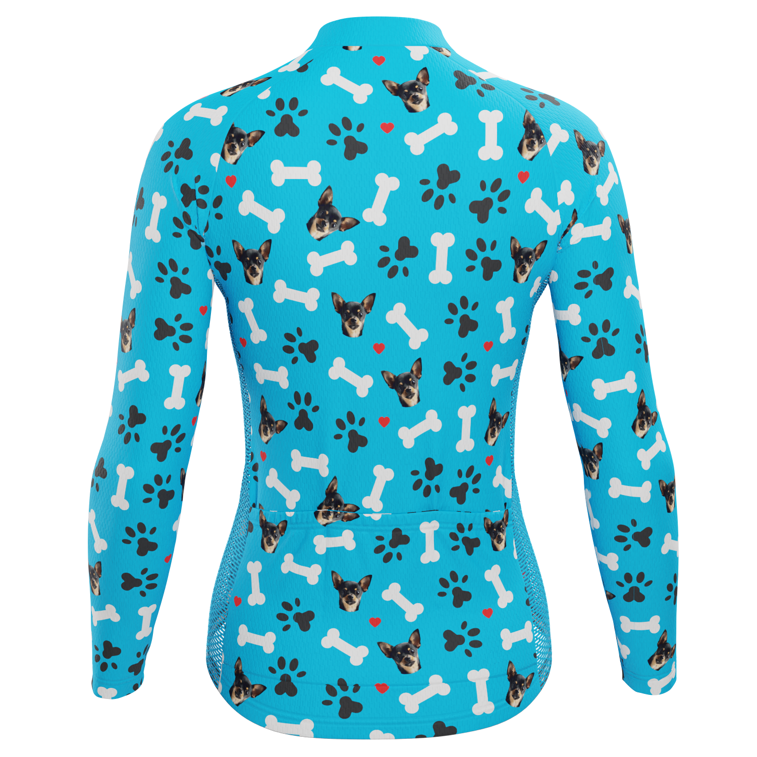 Women's Custom Pet Bones Design Personalized Long Sleeve Cycling Jersey