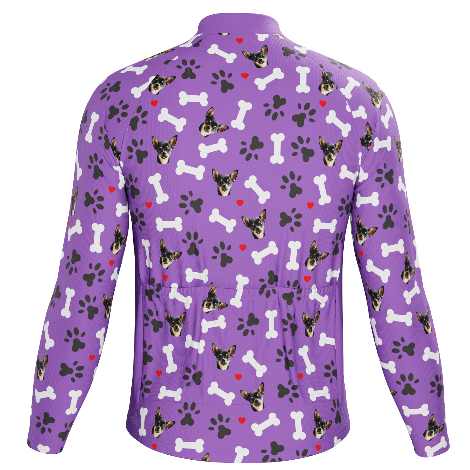 Men's Custom Pet Bones Design Long Sleeve Cycling Jersey