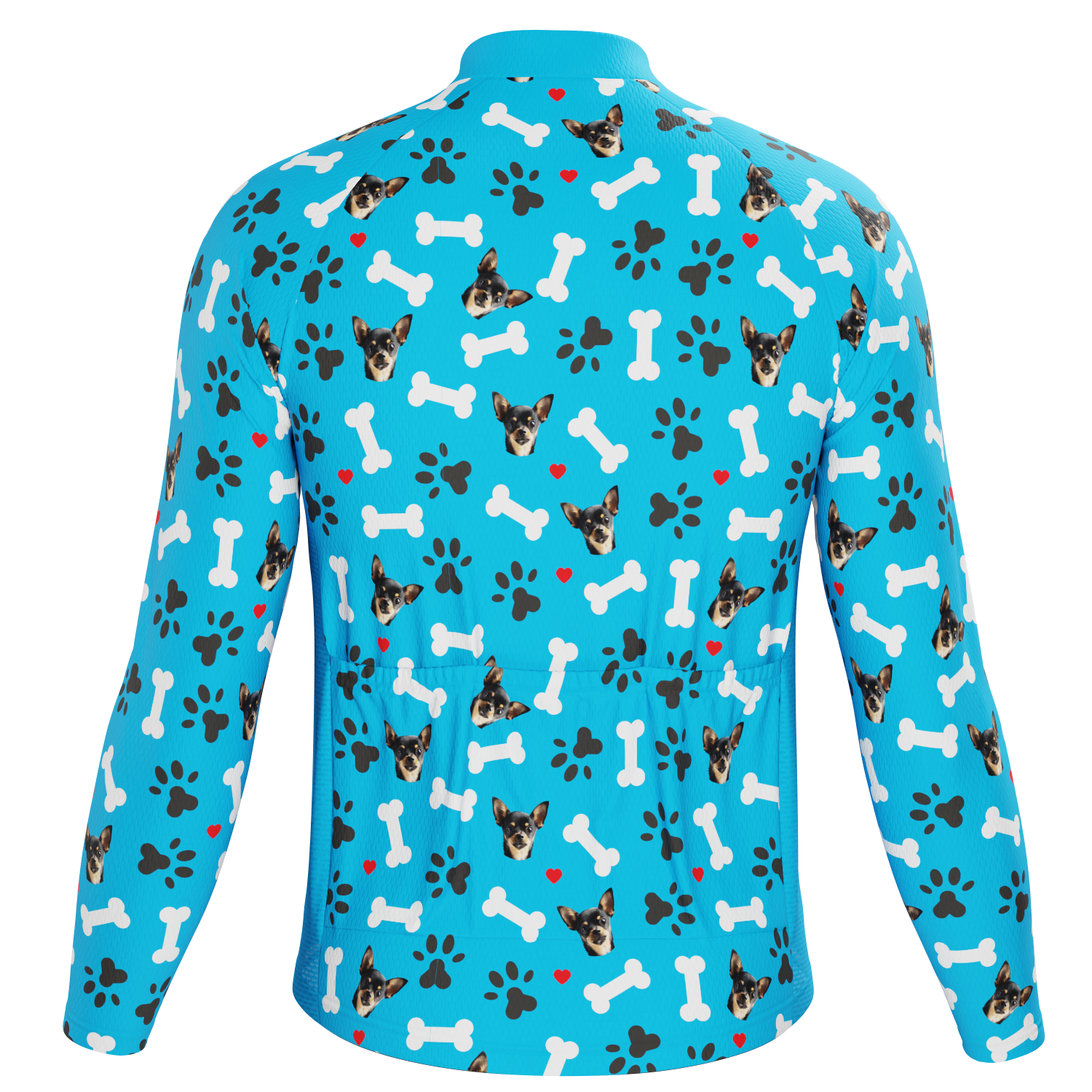 Men's Custom Pet Bones Design Long Sleeve Cycling Jersey