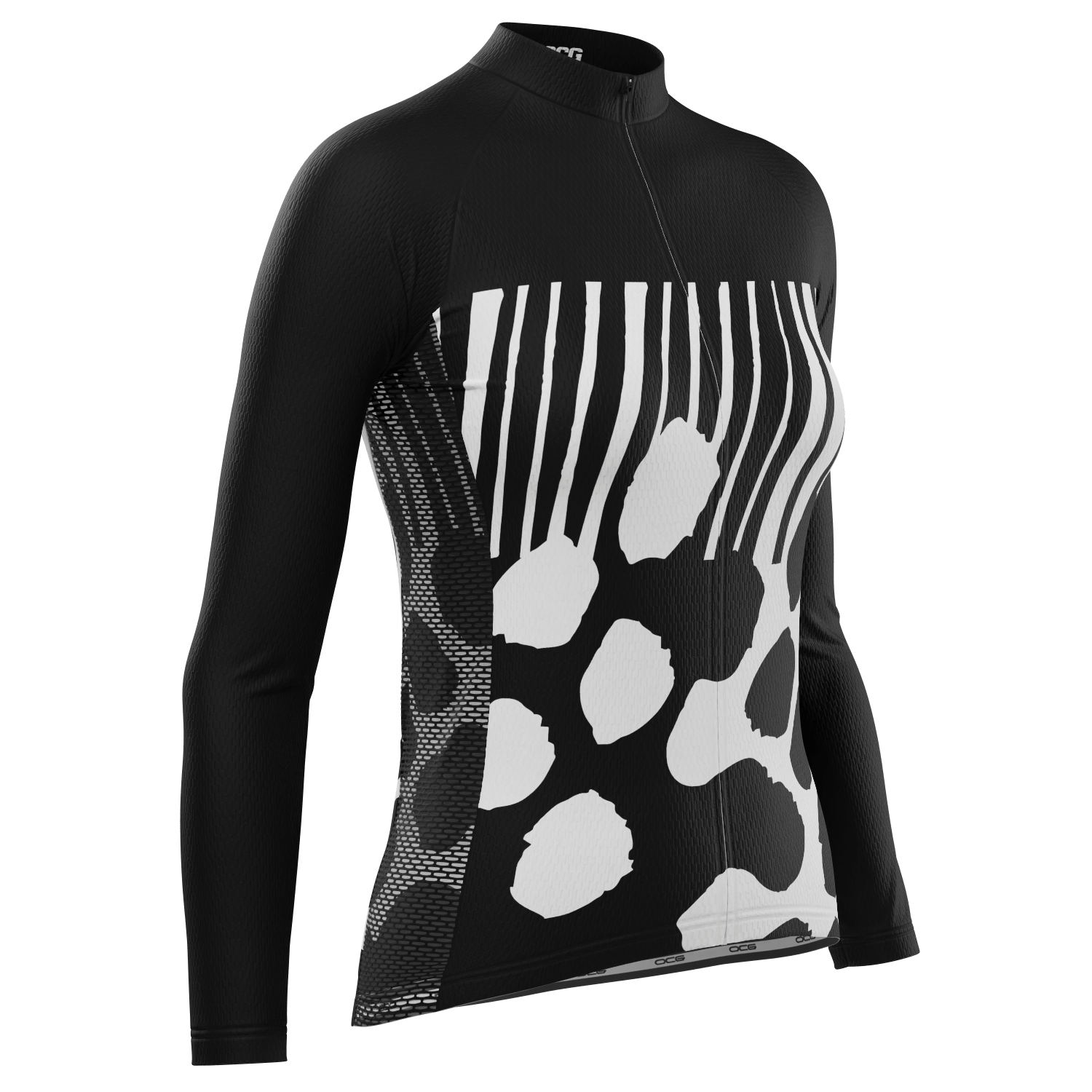 Women's Big Leopard Spots & Stripes Long Sleeve Cycling Jersey