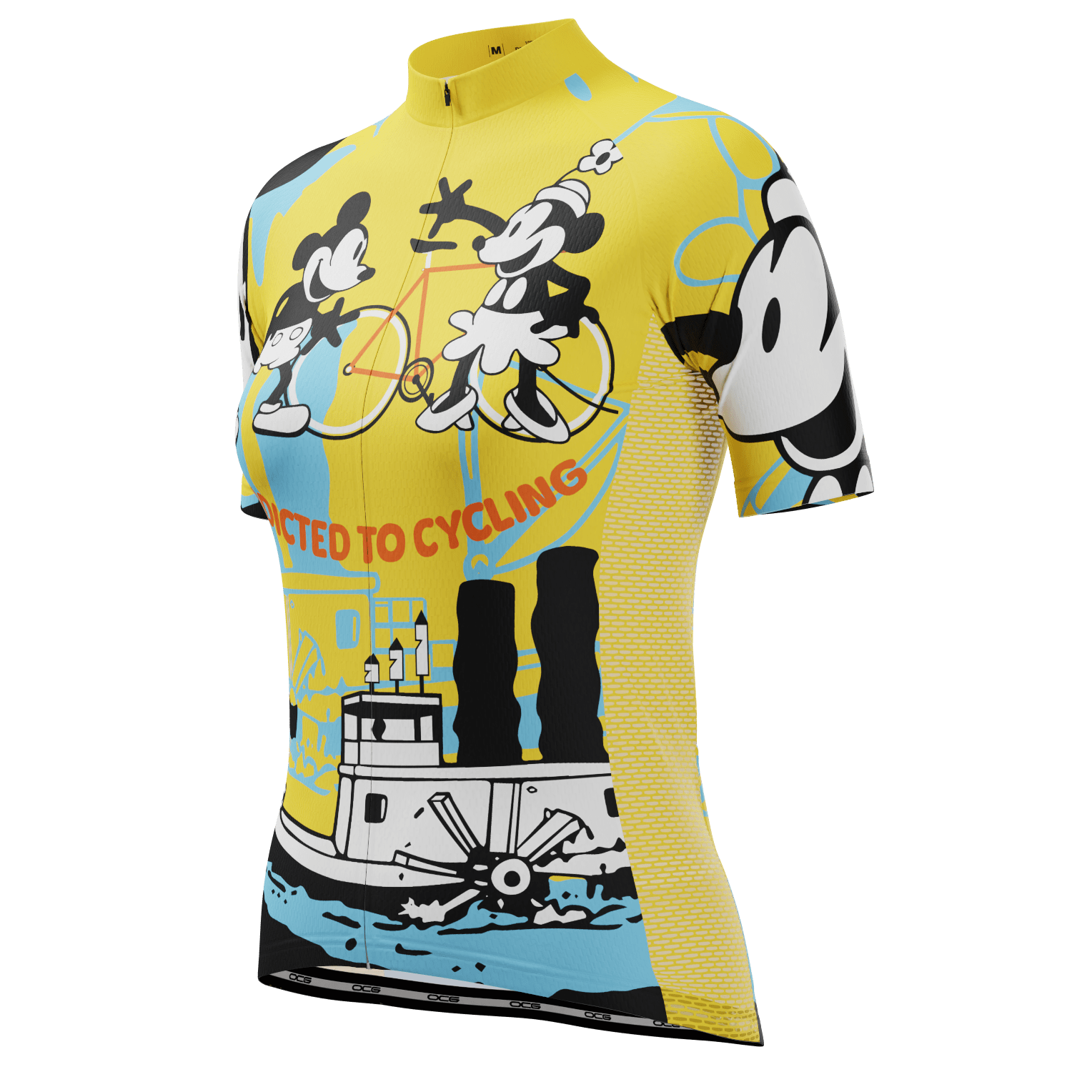 Women's Steamboat Willie Addicted to Cycling Short Sleeve Cycling Jersey