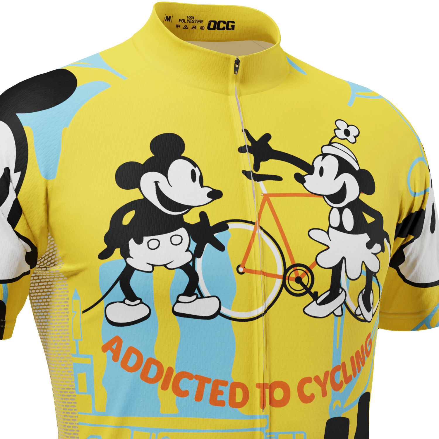 Men's Steamboat Willie Addicted to Cycling Short Sleeve Cycling Jersey