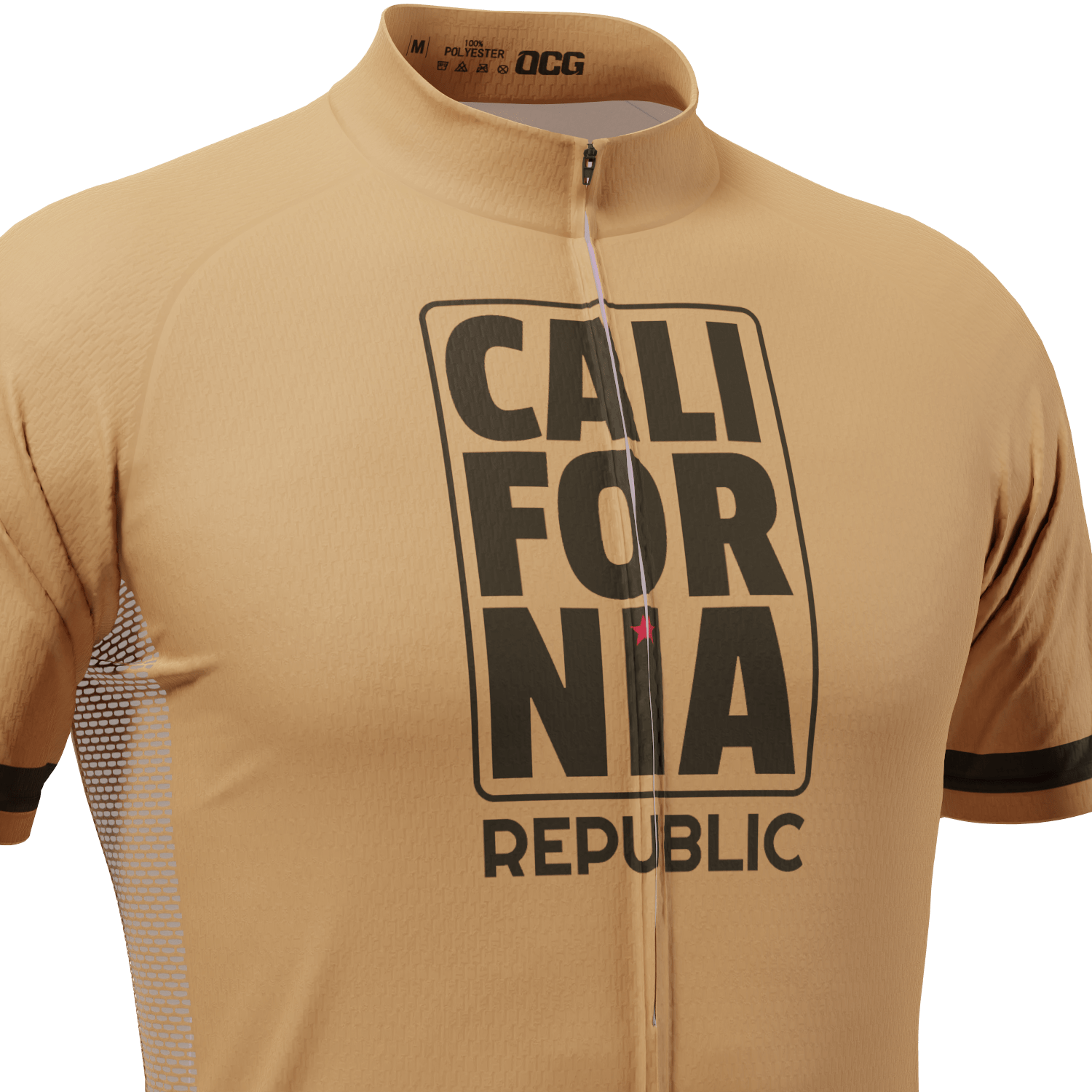 Men's California Republic Brown Short Sleeve Cycling Jersey