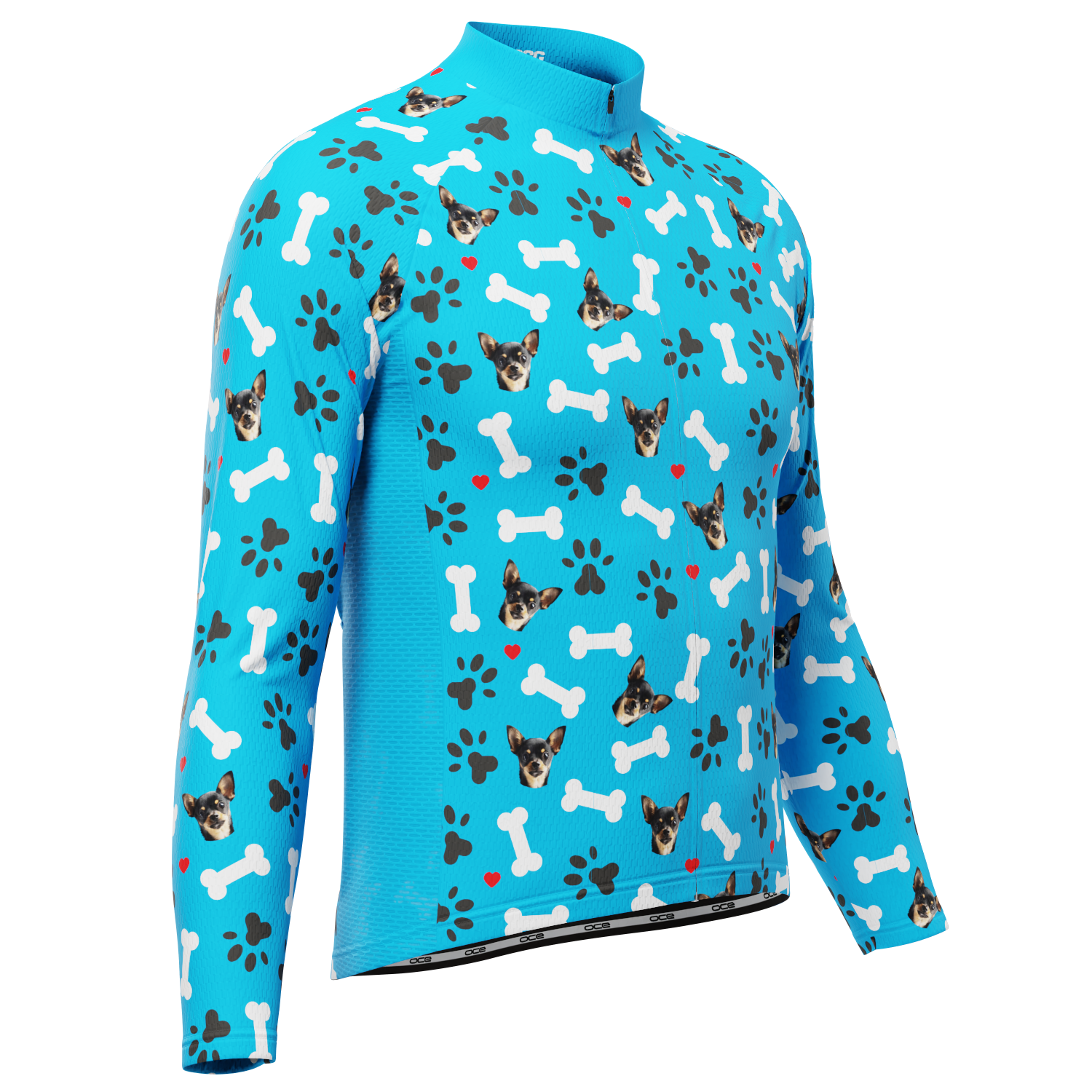 Men's Custom Pet Bones Design Long Sleeve Cycling Jersey