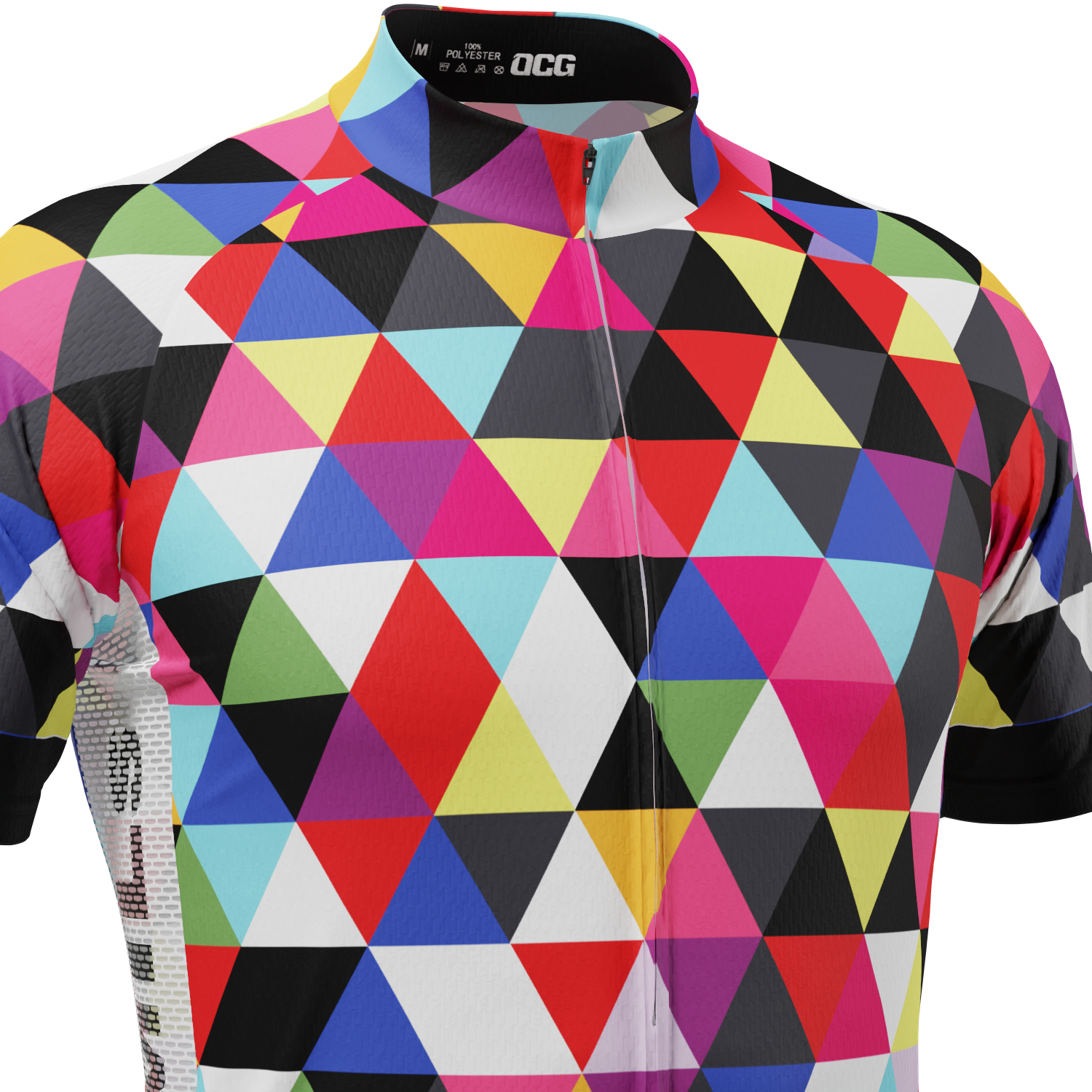 Men's Custom High Viz Triangles Black - ROMILs Short Sleeve Cycling Jersey