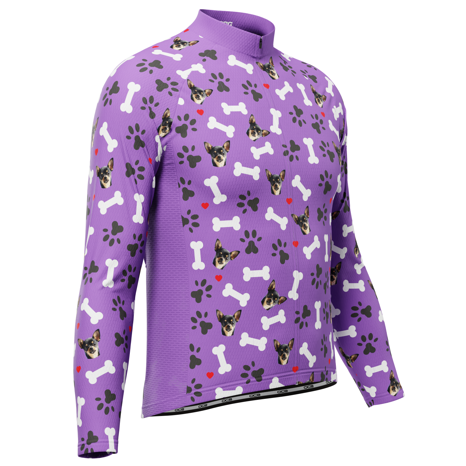 Men's Custom Pet Bones Design Long Sleeve Cycling Jersey