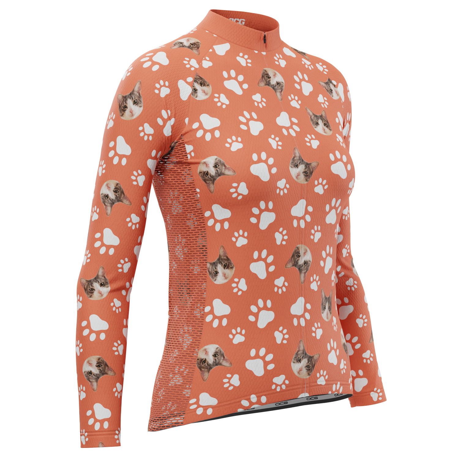 Women's Custom Pet Paws Design Personalized Long Sleeve Cycling Jersey