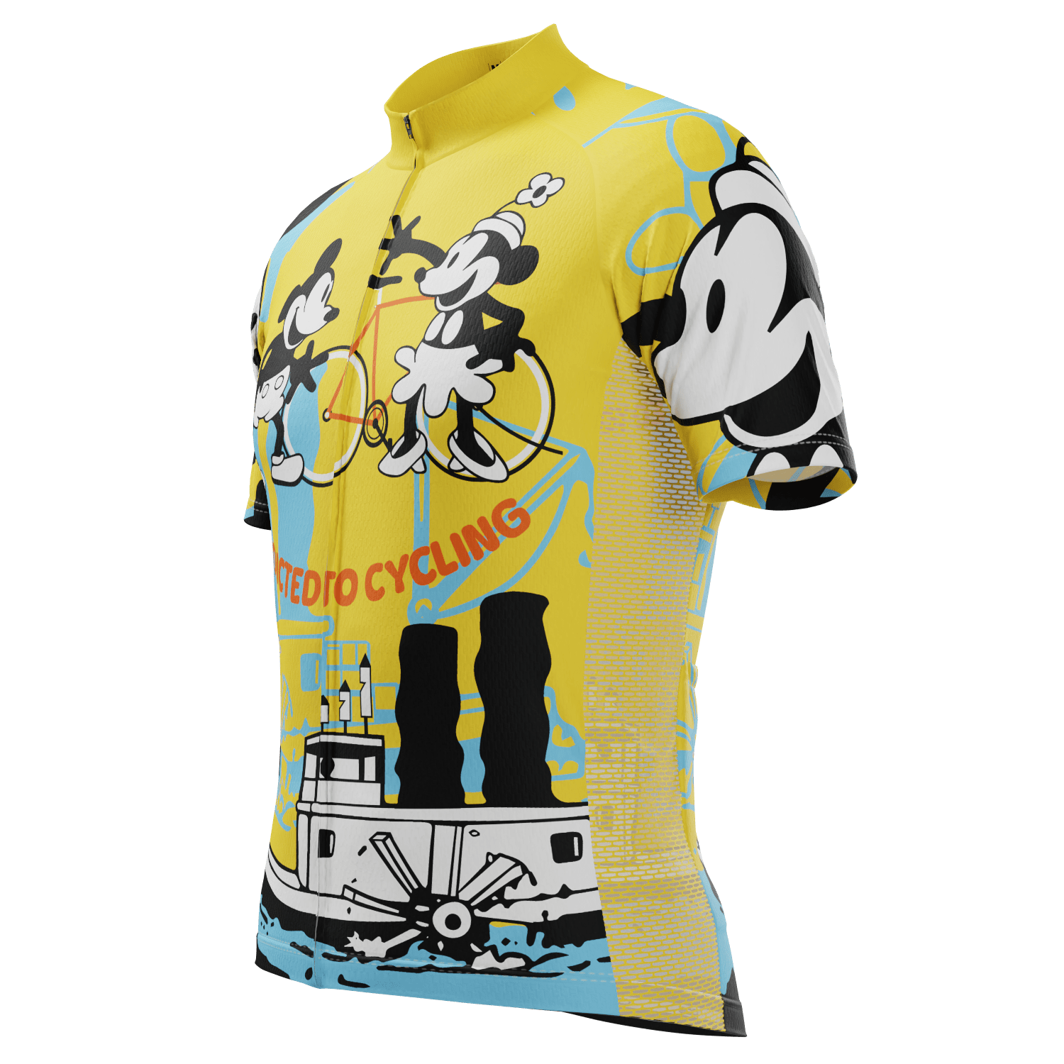 Men's Steamboat Willie Addicted to Cycling Short Sleeve Cycling Jersey