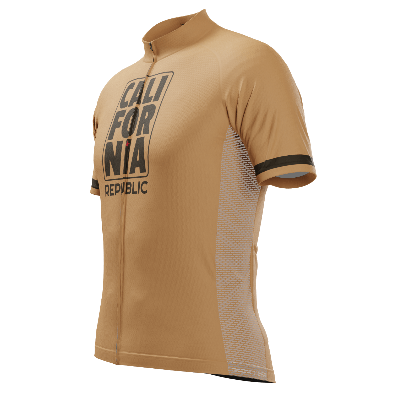 Men's California Republic Brown Short Sleeve Cycling Jersey