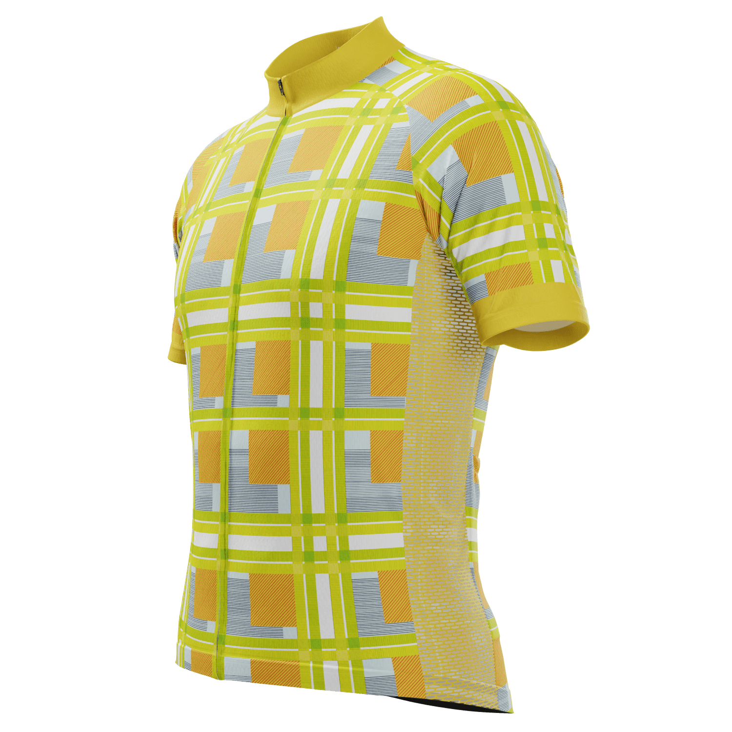 Men's Criss-Crossed Tartan Short Sleeve Cycling Jersey