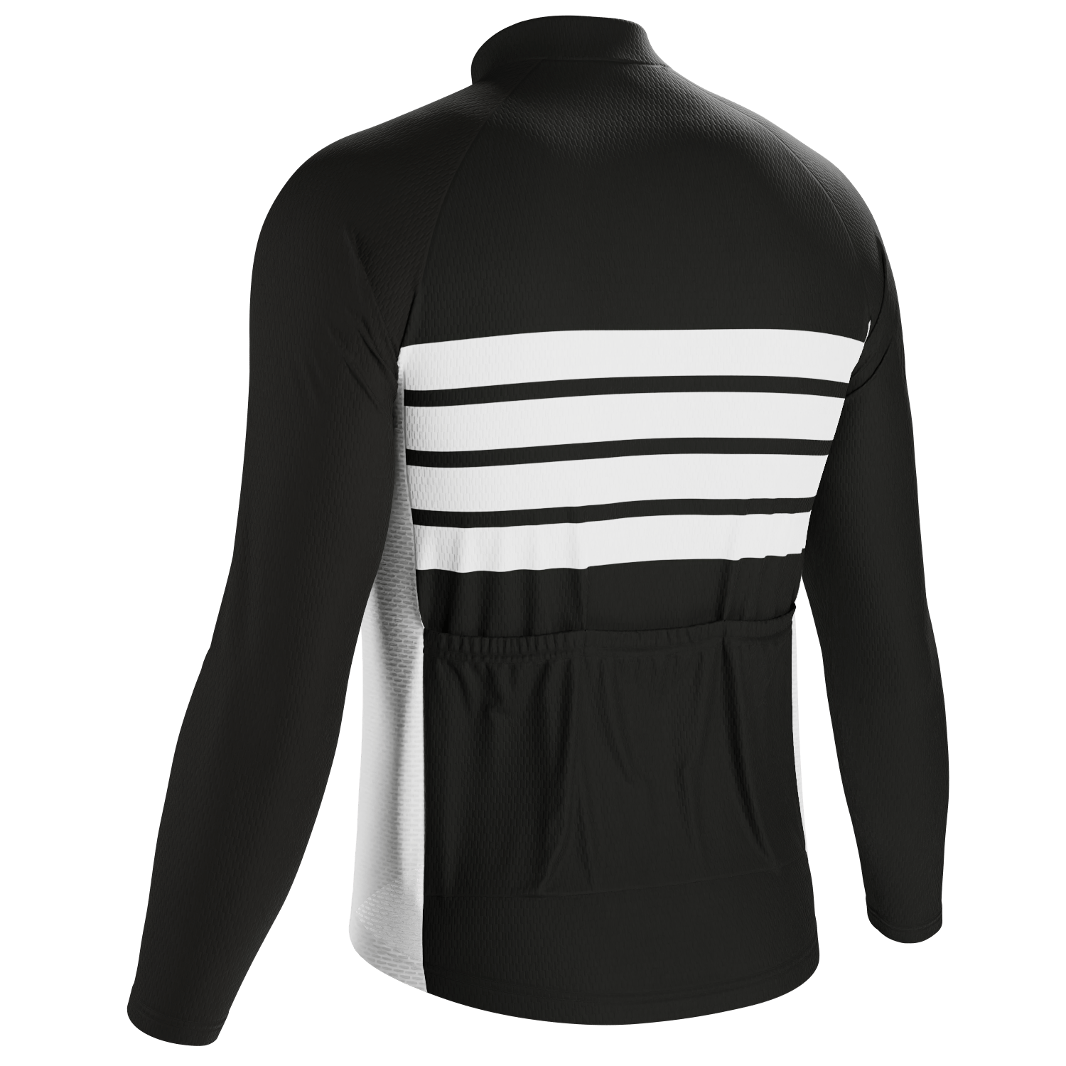 Men's Retro Four Stripe Black Long Sleeve Cycling Jersey