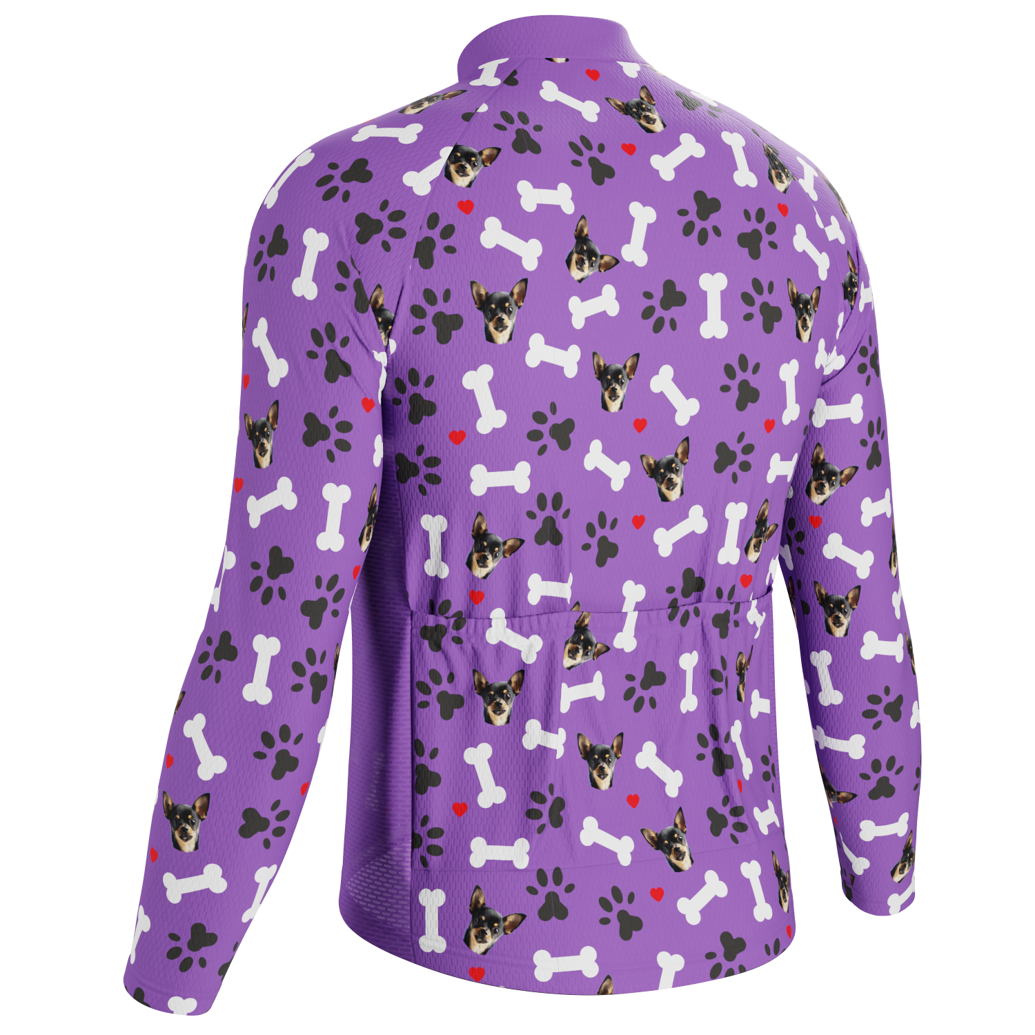 Men's Custom Pet Bones Design Long Sleeve Cycling Jersey