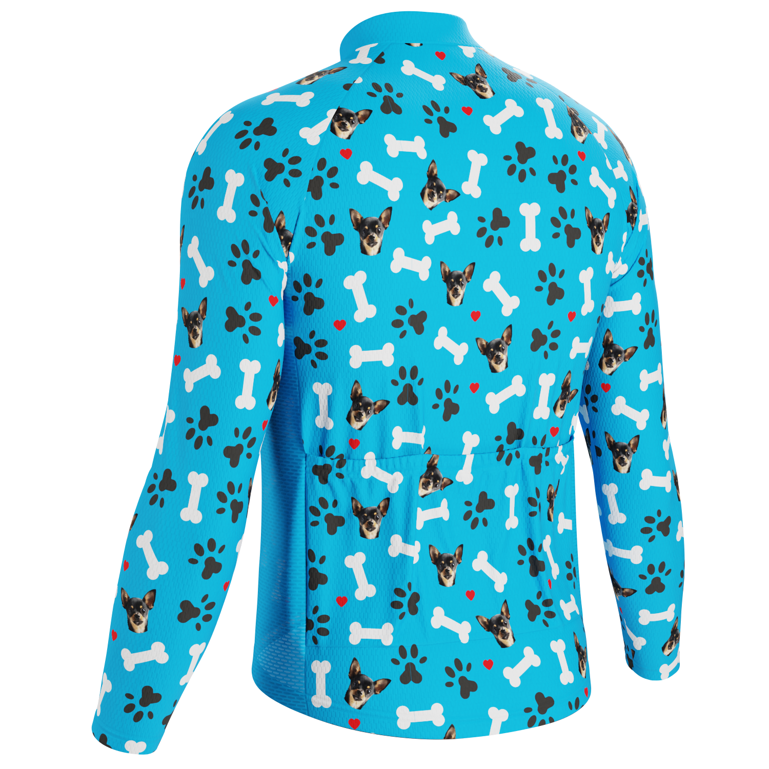 Men's Custom Pet Bones Design Long Sleeve Cycling Jersey
