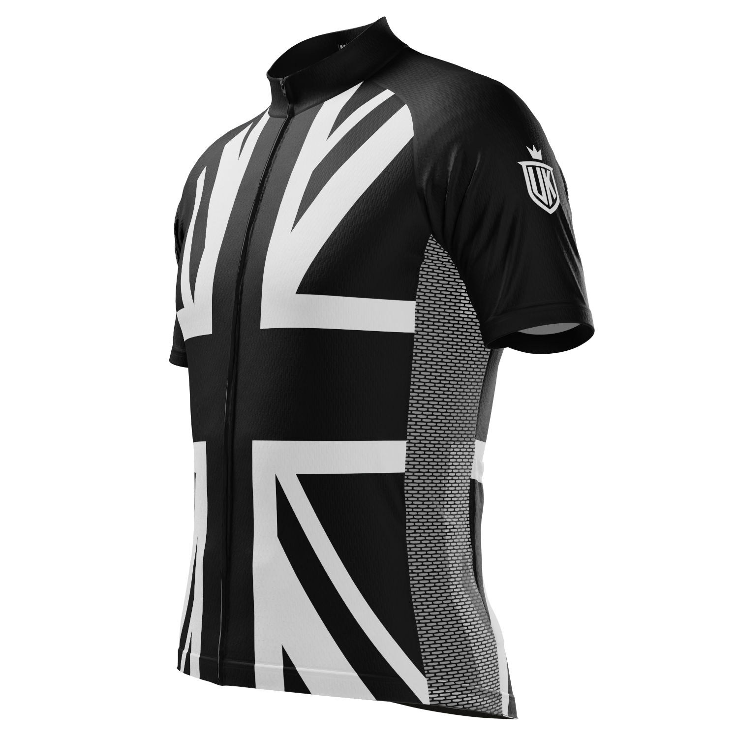 Men's UK Black & White Flag Short Sleeve Cycling Jersey