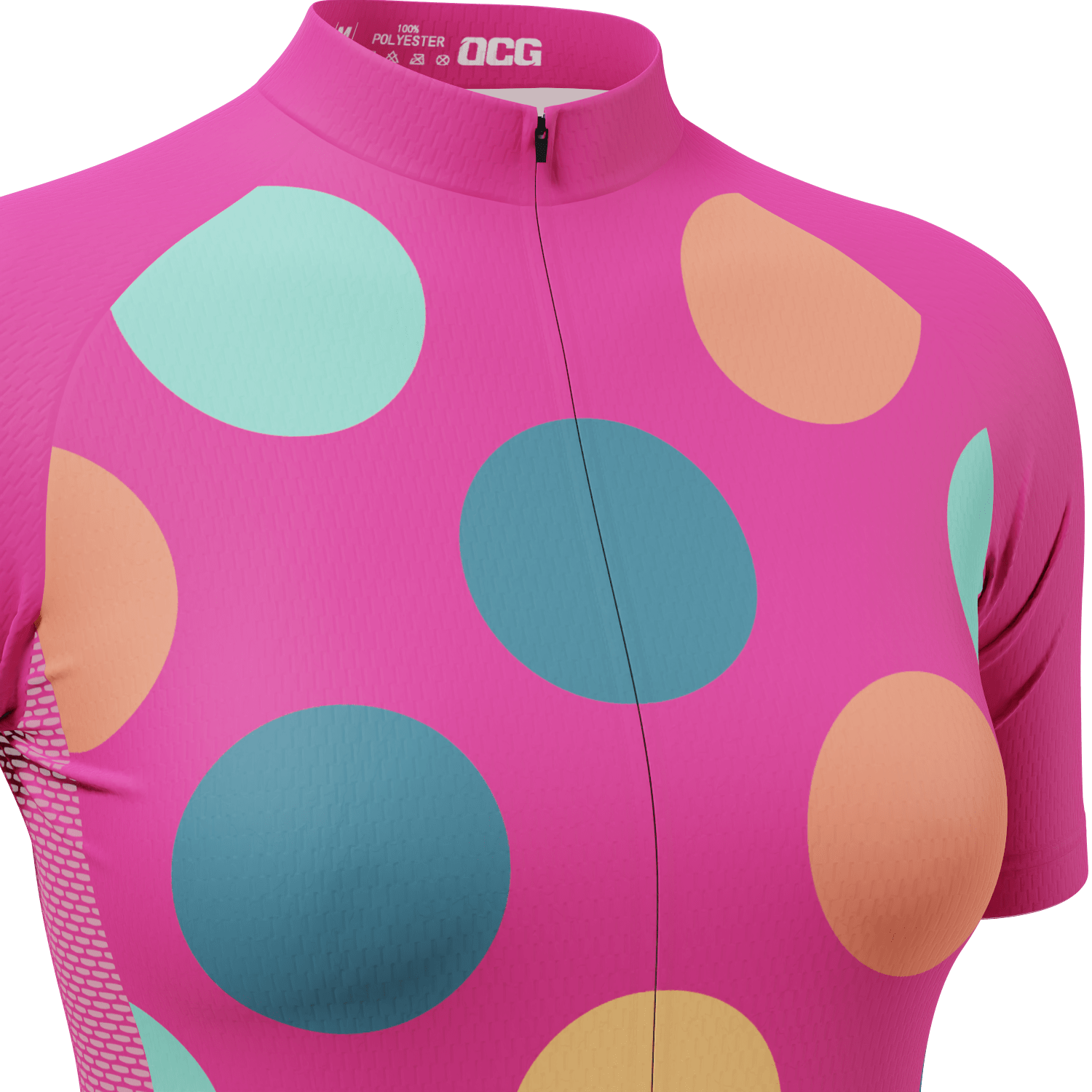 Women's Bold Polka Dot Pink Cycling Jersey