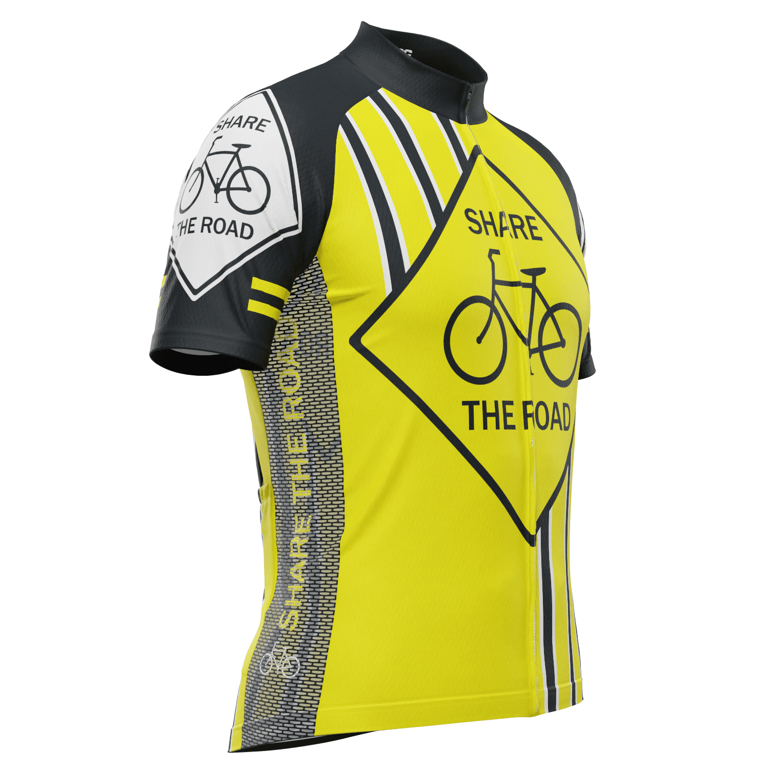 Men's Share the Road Yellow Short Sleeve Cycling Jersey