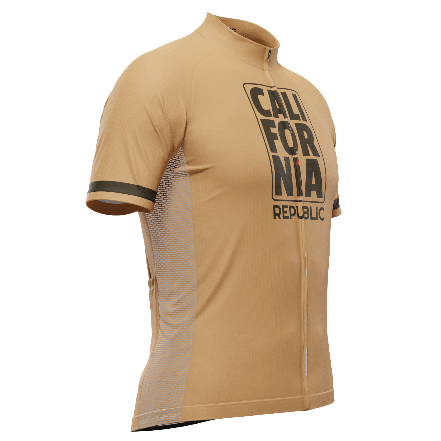 Men's California Republic Brown Short Sleeve Cycling Jersey