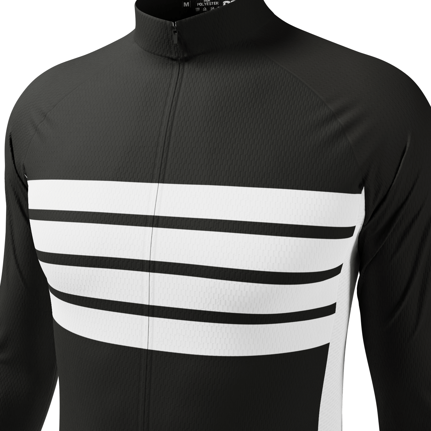 Men's Retro Four Stripe Black Long Sleeve Cycling Jersey