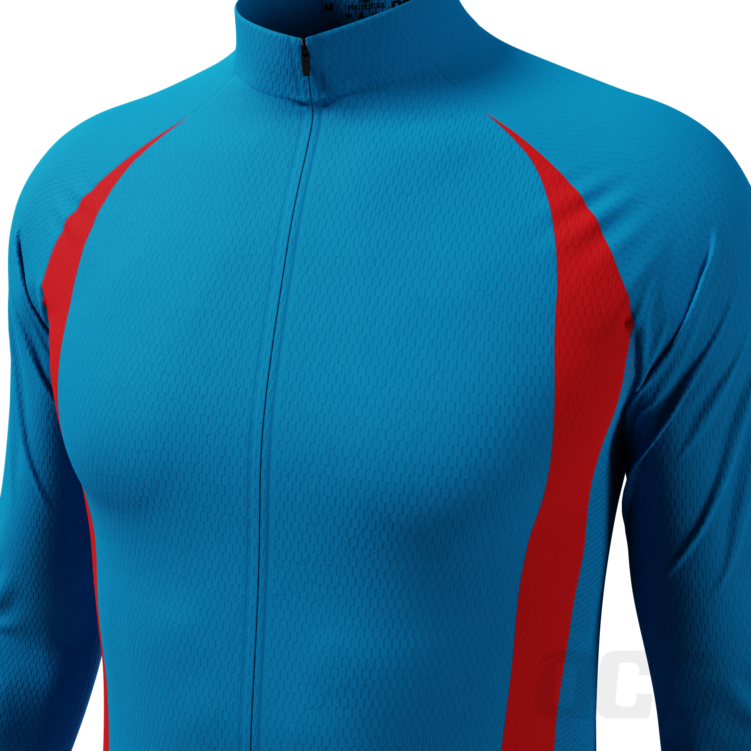 Men's Blue Red Stripe Long Sleeve Cycling Jersey