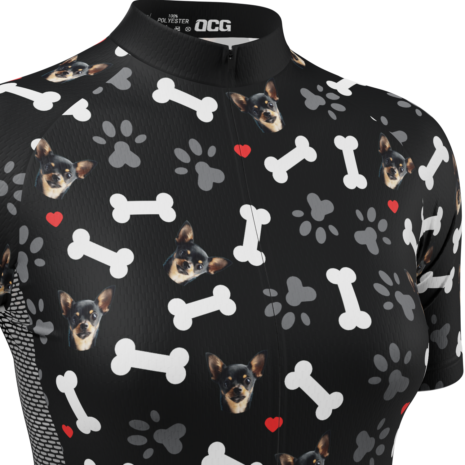 Women's Custom Pet Bones Design Personalized Short Sleeve Cycling Jersey