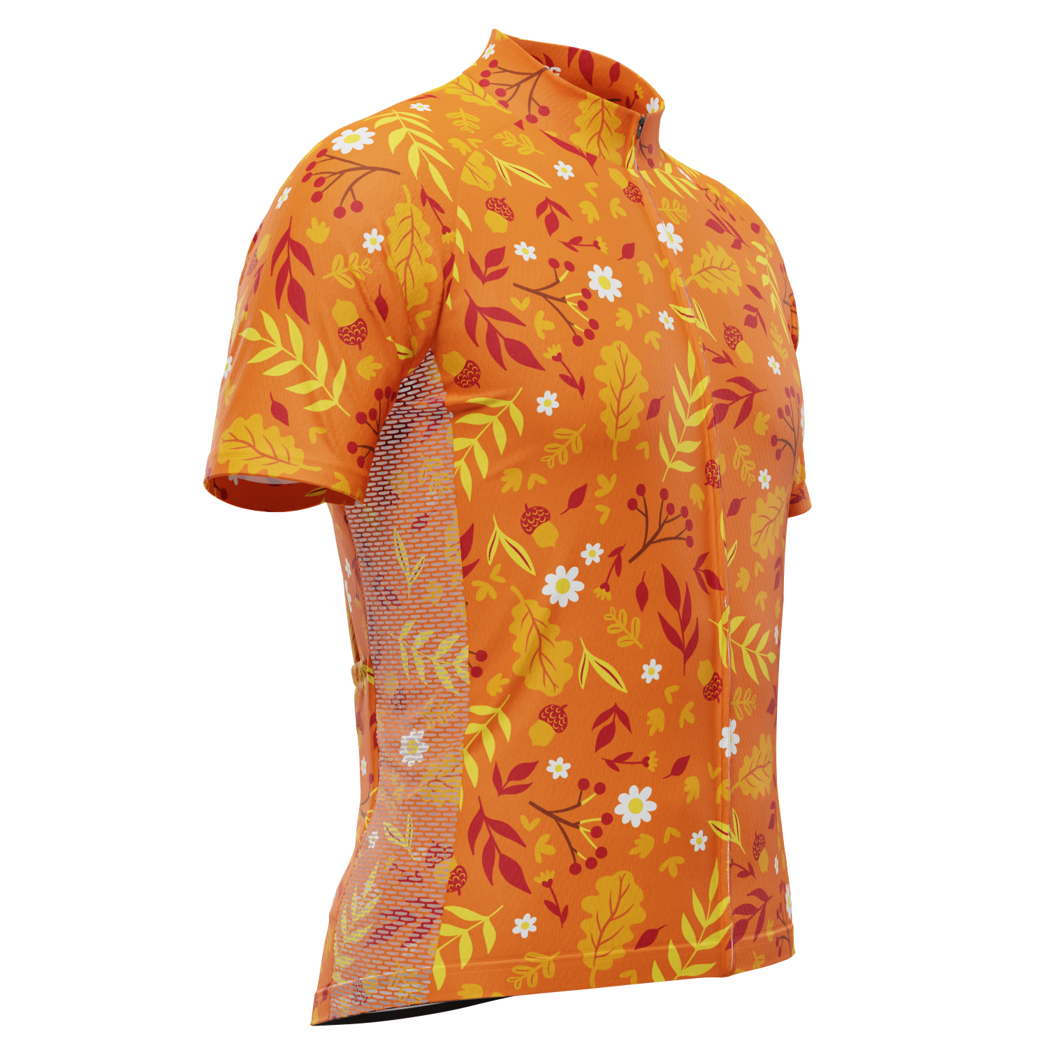 Men's Autumn Leaves Bright Short Sleeve Cycling Jersey